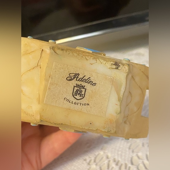 Adorable Baby on Rocking Horse Figurine - Blue and Tan - Picture 3 of 3